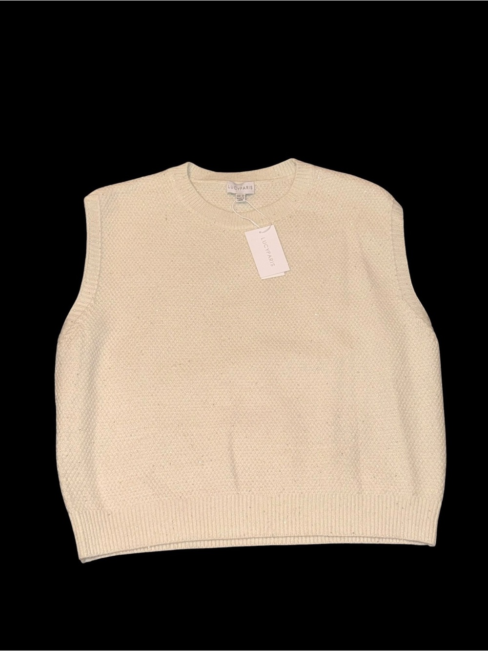 Lucy Paris Cream Knit Sleeveless Sweater Vest with Sparkle Accent 2X NWT